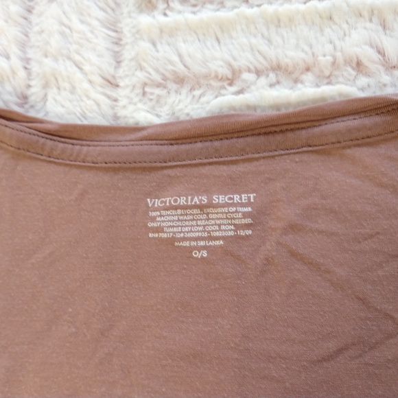 Victoria's Secret Small Tencel Lyocell Dark Beige Short Sleeve Blouse - Picture 6 of 8